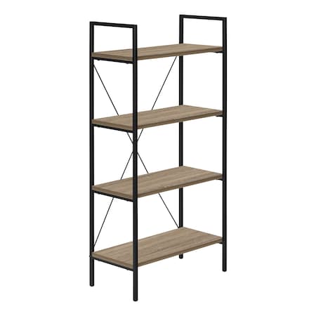 Monarch Specialties Bookshelf, Bookcase, 4 Tier, 48 in.H, Office, Bedroom, Brown Laminate, Black Metal, Contemporary I 7800